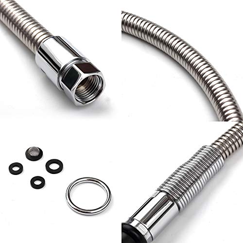 45" Pre-Rinse Hose with Spray Valve, Flexible Stainless Steel Hose Assembly for Commercial Kitchen Faucets