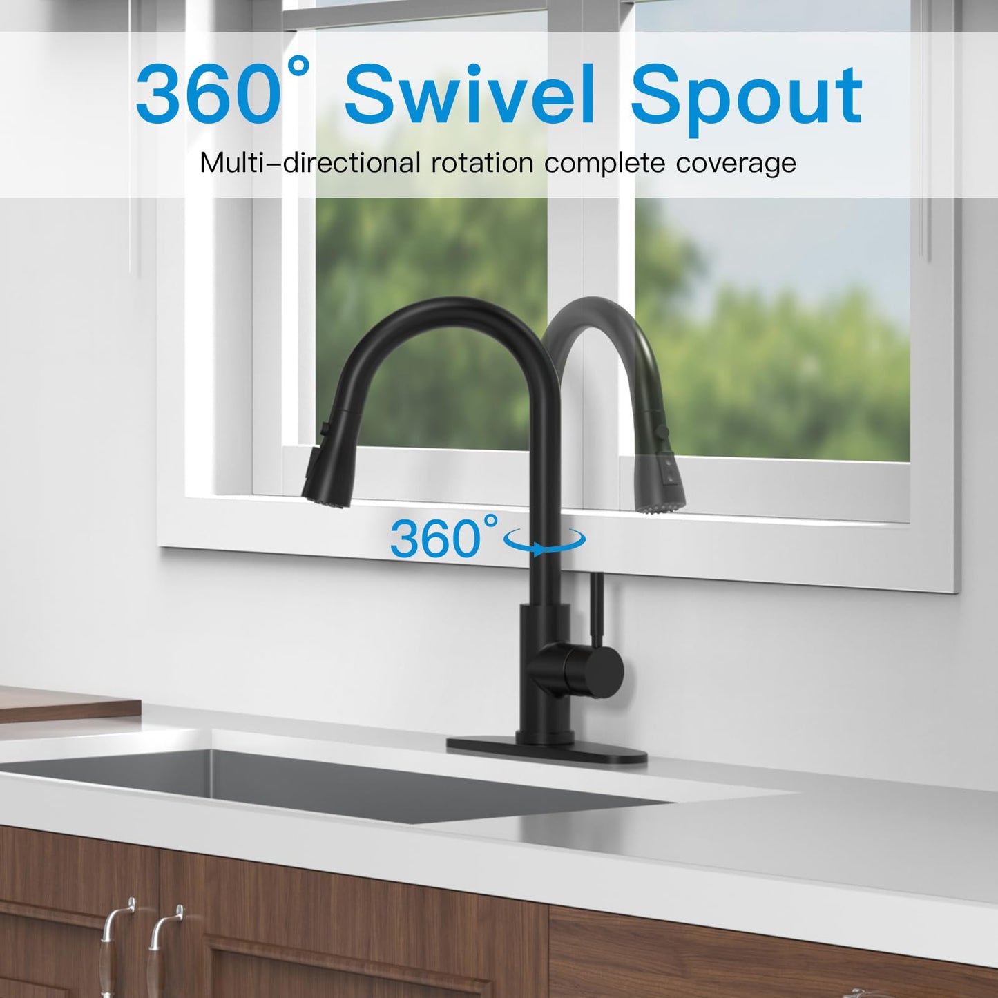 Single Handle Kitchen Faucet with Pull-Down Sprayer
