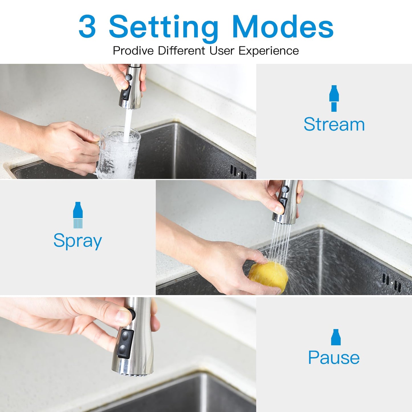 Single Handle Kitchen Faucet with Pull-Down Sprayer