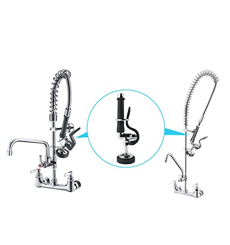 Commercial Sink Sprayer Pre-Rinse Valve with Handle Grip Assembly, 1.42 GPM High-Pressure Dish Sprayer for Commercial Faucet Replacement Kit, Polished Chrome Finish