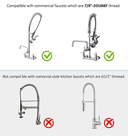 Commercial Sink Sprayer Pre-Rinse Valve with Handle Grip Assembly, 1.42 GPM High-Pressure Dish Sprayer for Commercial Faucet Replacement Kit, Polished Chrome Finish