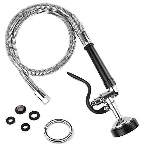 45" Pre-Rinse Hose with Spray Valve, Flexible Stainless Steel Hose Assembly for Commercial Kitchen Faucets