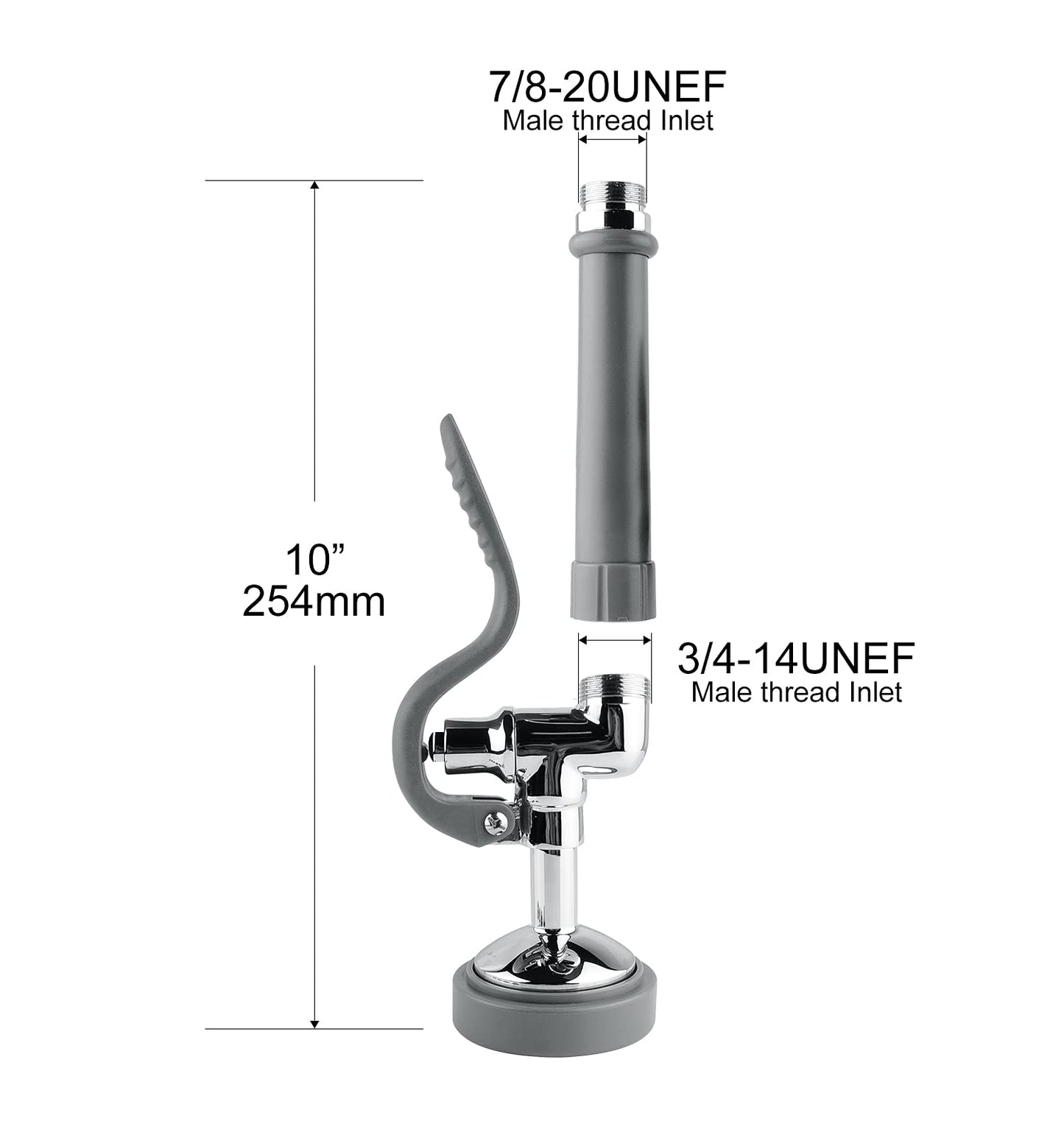 Commercial Sink Sprayer Pre-Rinse Valve with Handle Grip Assembly, 1.42 GPM High-Pressure Dish Sprayer for Commercial Faucet Replacement Kit, Polished Chrome Finish