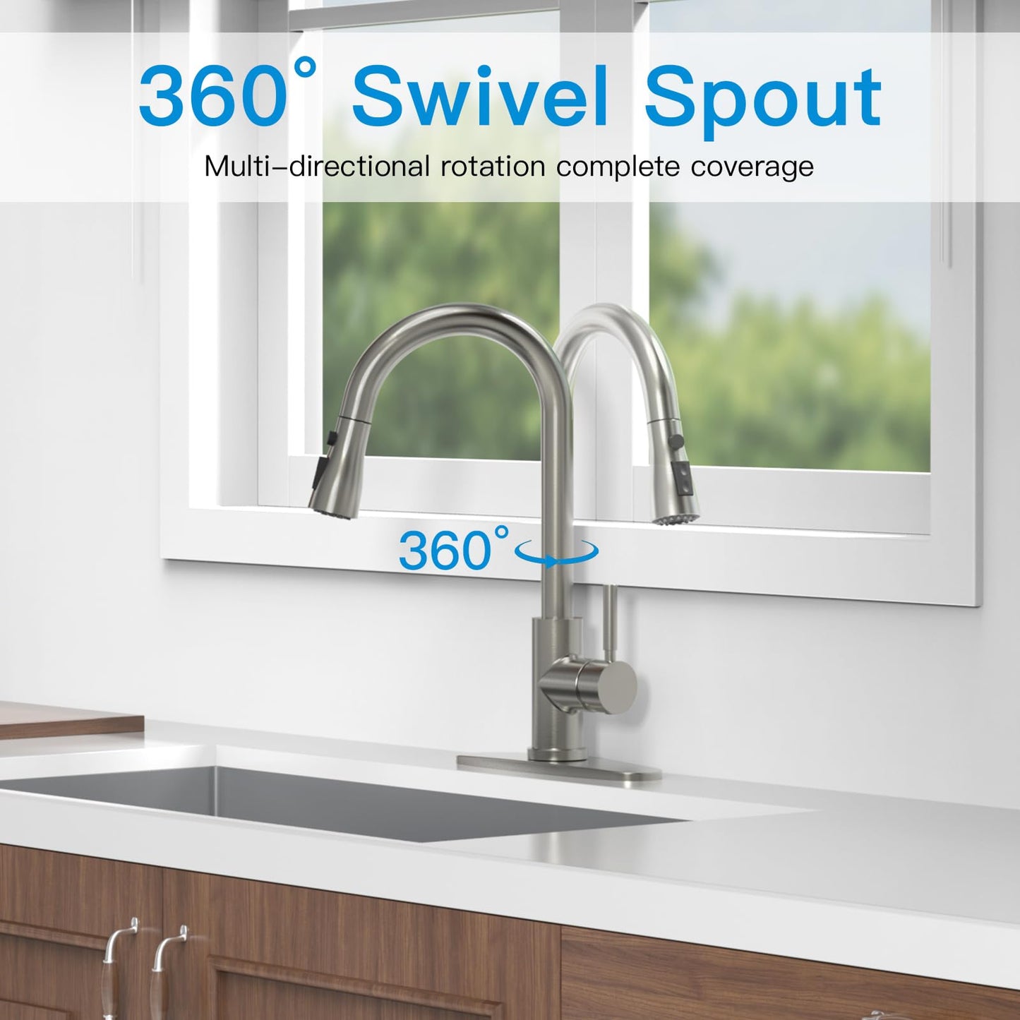 Single Handle Kitchen Faucet with Pull-Down Sprayer