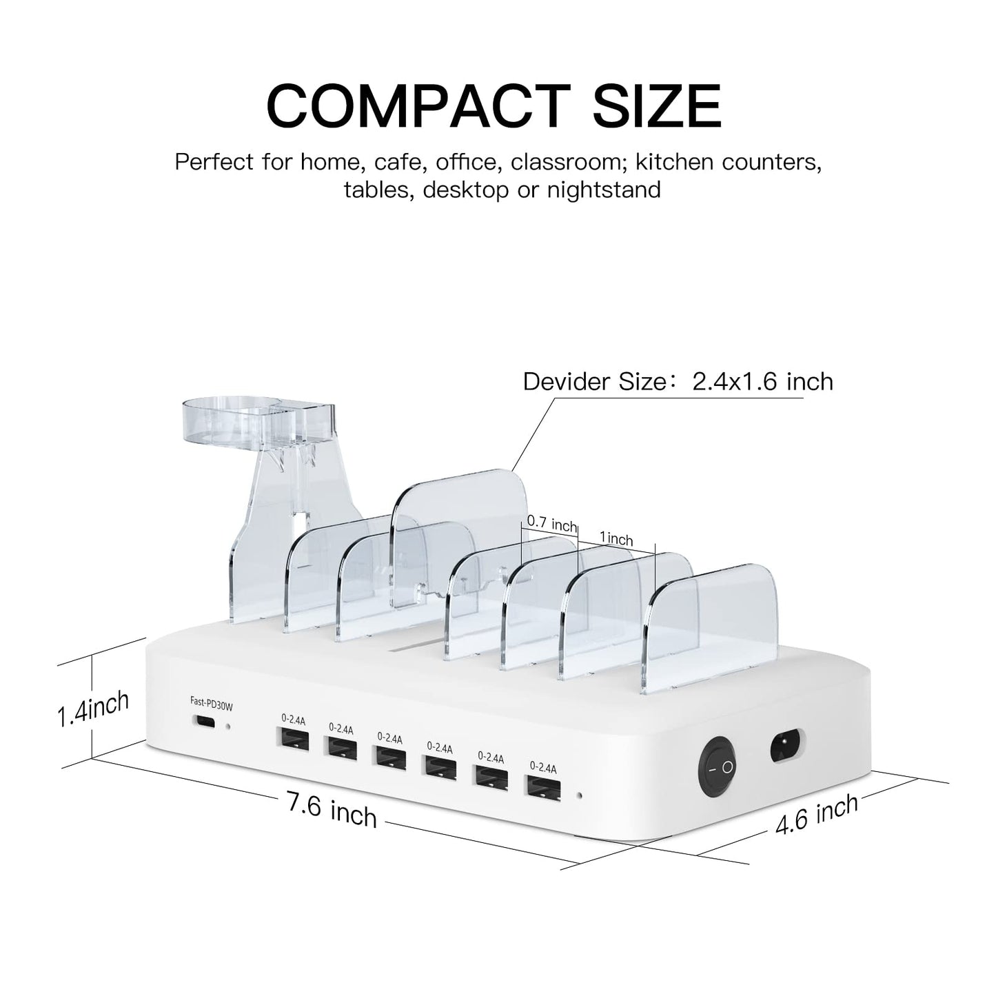 Apple 70W 7-Port USB-C Charging Station with 30W PD, Phone & Watch Stand, Includes 7 Cables