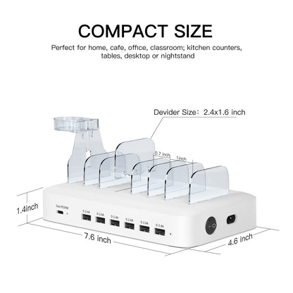 Apple 70W 7-Port USB-C Charging Station with 30W PD, Phone & Watch Stand, Includes 7 Cables