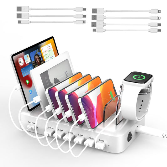 Apple 70W 7-Port USB-C Charging Station with 30W PD, Phone & Watch Stand, Includes 7 Cables